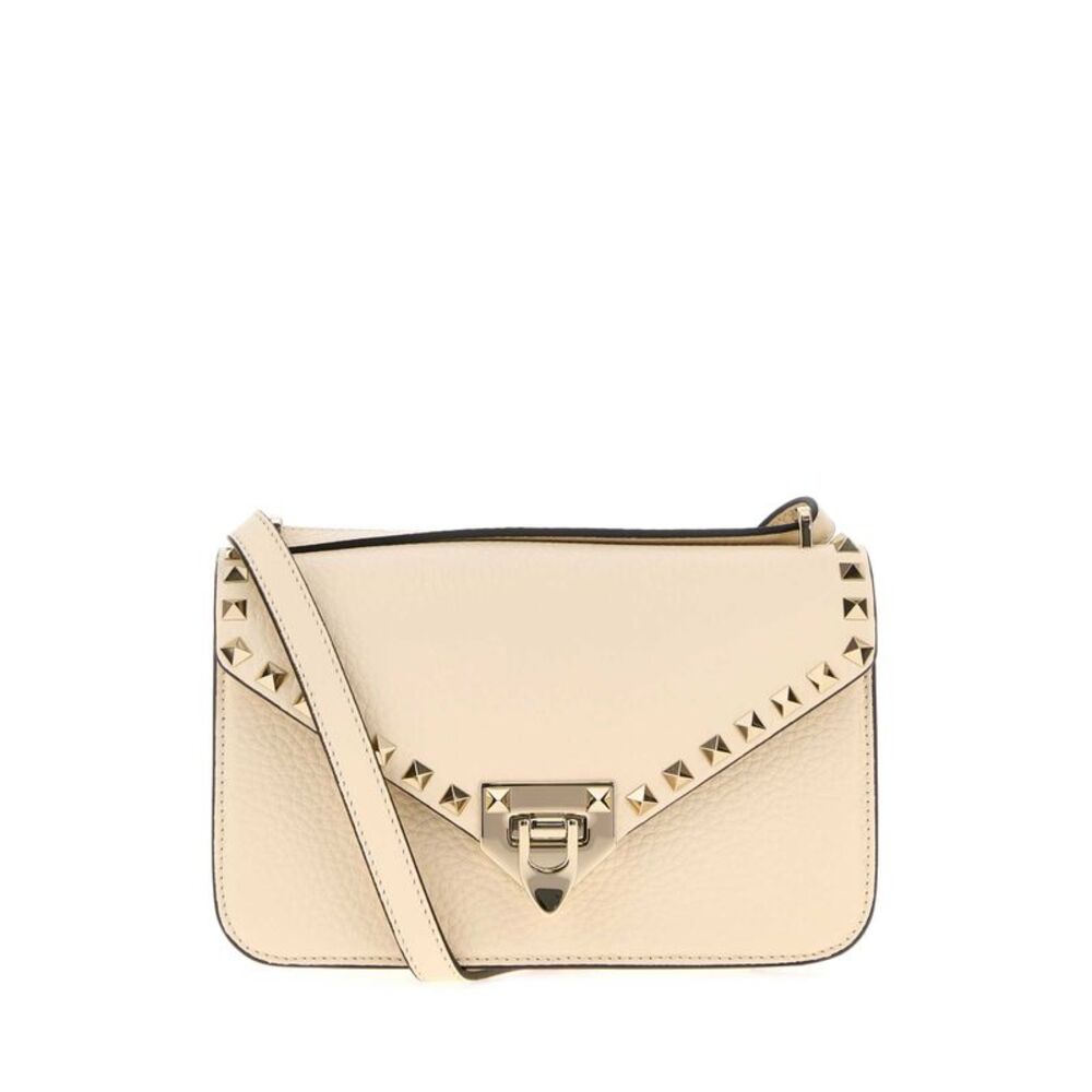 Valentino Garavani Women Ivory Leather Rockstud Crossbody Bag